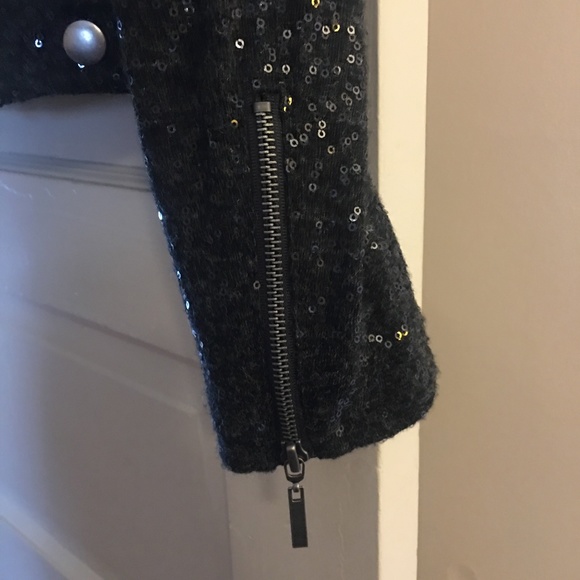 Host Pick! I-N-C International Concepts Sequin Adorned Moto Jacket – Size Small - Picture 4 of 9